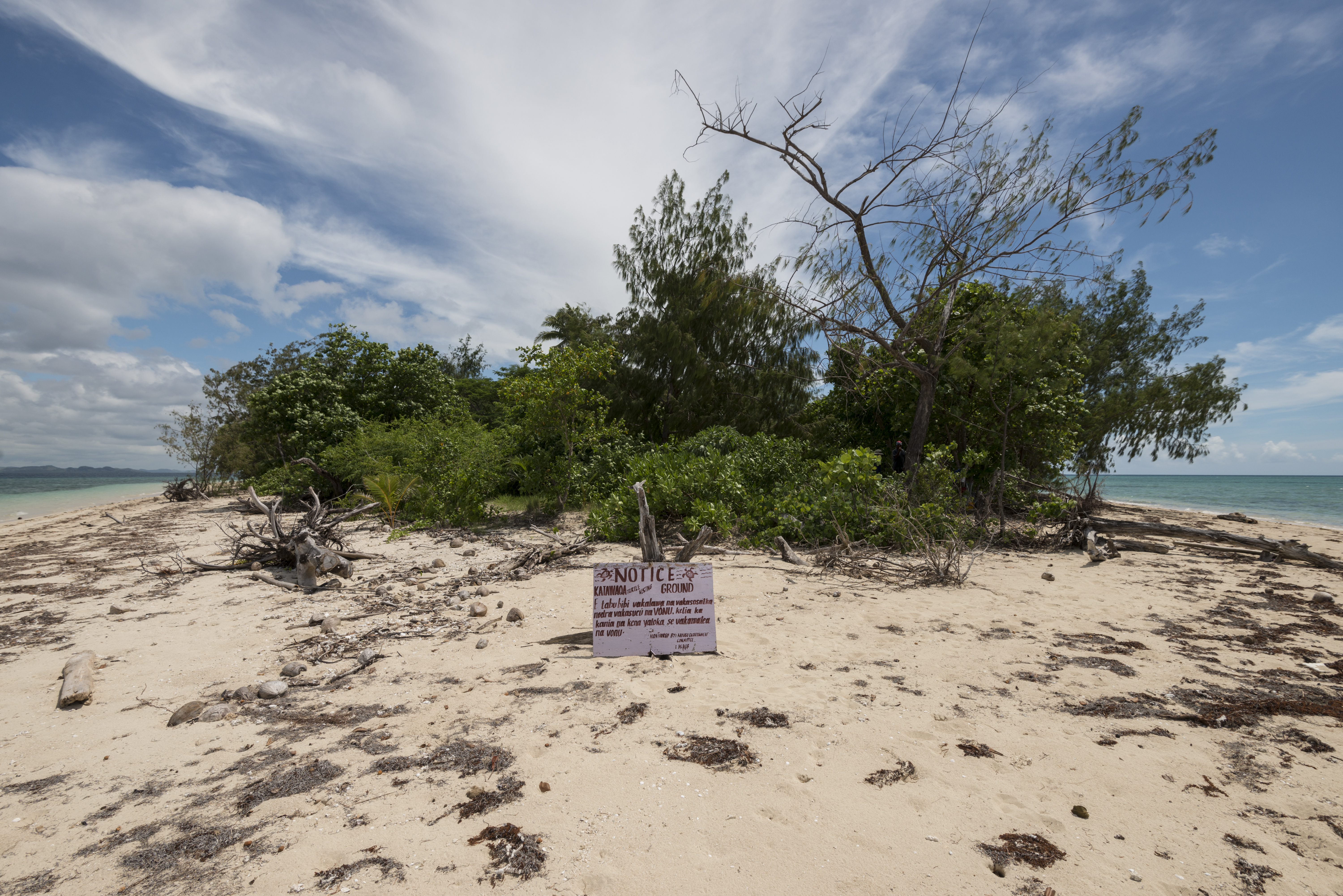 Katawaqa Island where turtles nest and are protected.